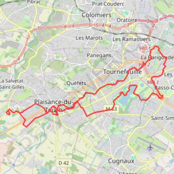 Itinéraire Circuit du Zoo de Plaisance du Touch, distance, dénivelé, altitude, carte, profil, trace GPS