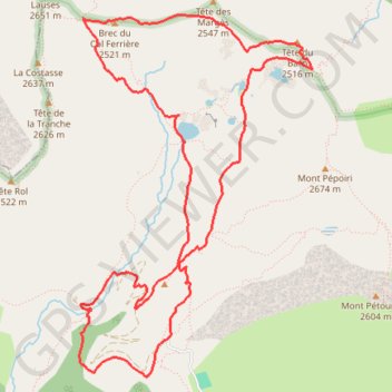 Itinéraire Lac des millefonds, distance, dénivelé, altitude, carte, profil, trace GPS