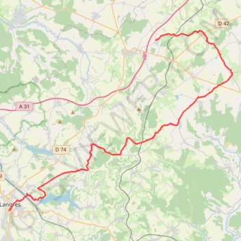 Itinéraire Langres / Montigny-le-Roi, distance, dénivelé, altitude, carte, profil, trace GPS