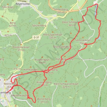 Itinéraire 9-Lemberg 17-370, distance, dénivelé, altitude, carte, profil, trace GPS