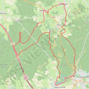 Itinéraire Boucle VTT depuis Habay-la-Neuve, distance, dénivelé, altitude, carte, profil, trace GPS