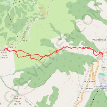 Itinéraire Rocca Nera, distance, dénivelé, altitude, carte, profil, trace GPS