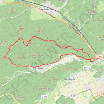 Itinéraire Sparsbach : en passant par le Englishberg et les Ochsenstall, distance, dénivelé, altitude, carte, profil, trace GPS