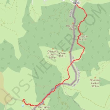 Itinéraire autza, distance, dénivelé, altitude, carte, profil, trace GPS