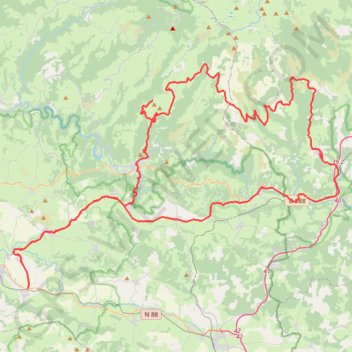 Itinéraire Circuit de l'Aubrac - Séverac-l'Église, distance, dénivelé, altitude, carte, profil, trace GPS