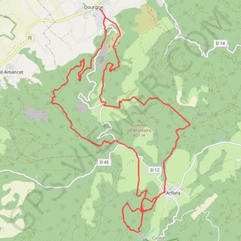 Itinéraire Dourgne, distance, dénivelé, altitude, carte, profil, trace GPS