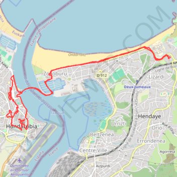 Itinéraire Hendaye, Hondarribia, distance, dénivelé, altitude, carte, profil, trace GPS