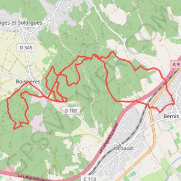 Itinéraire Bois de Bernis, distance, dénivelé, altitude, carte, profil, trace GPS