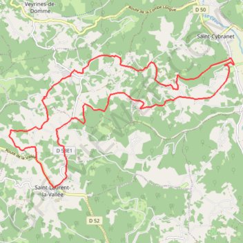 Itinéraire Saint-Cybranet, distance, dénivelé, altitude, carte, profil, trace GPS