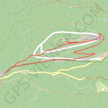 Itinéraire Circuit entre le Schaentzel et le Haut-Koenigsbourg, distance, dénivelé, altitude, carte, profil, trace GPS