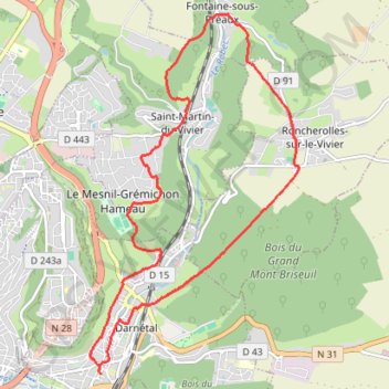 Itinéraire Randonnée Darnétal, distance, dénivelé, altitude, carte, profil, trace GPS