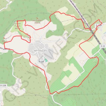 Itinéraire Le Vieux Vernègues, distance, dénivelé, altitude, carte, profil, trace GPS