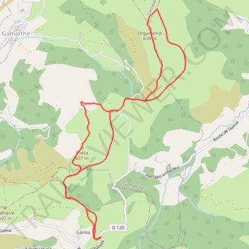 Itinéraire Orgamendi et Eheta en circuit depuis le col de Gamia, distance, dénivelé, altitude, carte, profil, trace GPS
