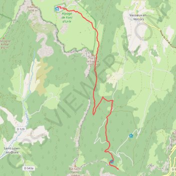 Itinéraire GTV - Tour du Vercors à pied - Col de Vassieux - Font d'Urle, distance, dénivelé, altitude, carte, profil, trace GPS