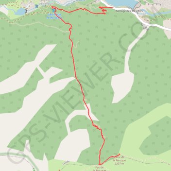 Itinéraire Cime de la Nauque en aller-retour depuis le Lac des Mesches, distance, dénivelé, altitude, carte, profil, trace GPS
