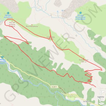 Itinéraire Pic de Comodoto depuis Espierba, distance, dénivelé, altitude, carte, profil, trace GPS