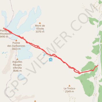 Itinéraire Pointe de Vouasson, distance, dénivelé, altitude, carte, profil, trace GPS