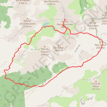 Itinéraire Pic du Haut Mouriare en boucle depuis le Lauzet (Queyras - Alpes Cozie), distance, dénivelé, altitude, carte, profil, trace GPS