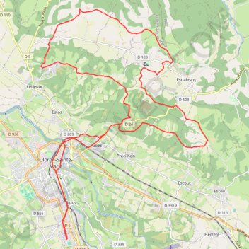 Itinéraire Gurmençon - Goès - Faget, distance, dénivelé, altitude, carte, profil, trace GPS