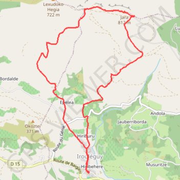 Itinéraire Le JARA depuis Irouleguy, distance, dénivelé, altitude, carte, profil, trace GPS