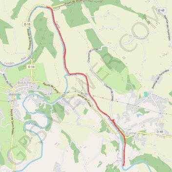 Itinéraire Bidache La Bidouze vers Came, distance, dénivelé, altitude, carte, profil, trace GPS