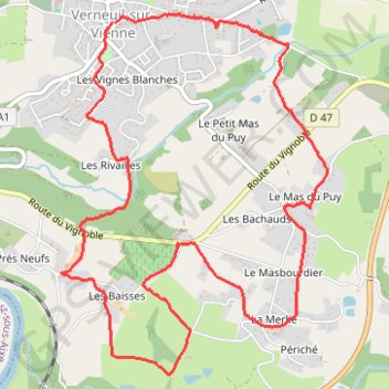 Itinéraire En parcourant les coteaux verneuillais, distance, dénivelé, altitude, carte, profil, trace GPS