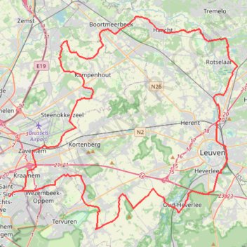 Itinéraire SV1 - Rotselaar - 93.2 km, distance, dénivelé, altitude, carte, profil, trace GPS
