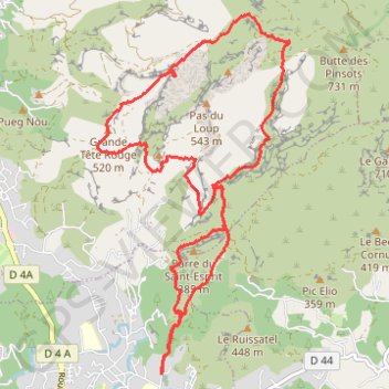 Itinéraire Grande Tête Rouge (Garlaban), distance, dénivelé, altitude, carte, profil, trace GPS