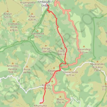Itinéraire Urdax - Alkurruntz, distance, dénivelé, altitude, carte, profil, trace GPS