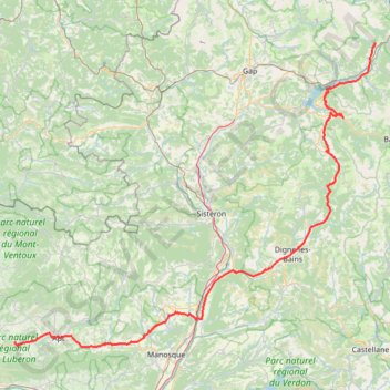 Itinéraire Goult-Chateauroux-les-Alpes-205, distance, dénivelé, altitude, carte, profil, trace GPS