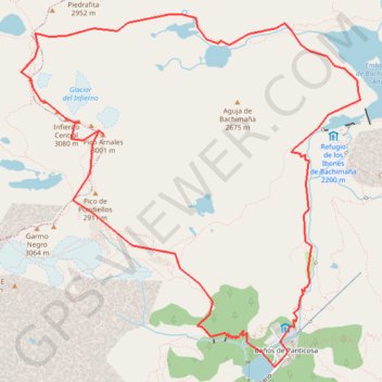 Itinéraire Arnales et picos del Infierno depuis les bains de Panticosa, distance, dénivelé, altitude, carte, profil, trace GPS