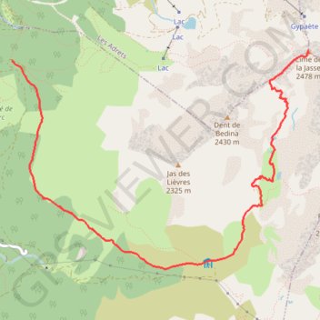 Itinéraire La Cime de la Jasse depuis le Pré de l'Arc, distance, dénivelé, altitude, carte, profil, trace GPS