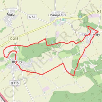 Itinéraire Rando autour de Blandy les tours, distance, dénivelé, altitude, carte, profil, trace GPS