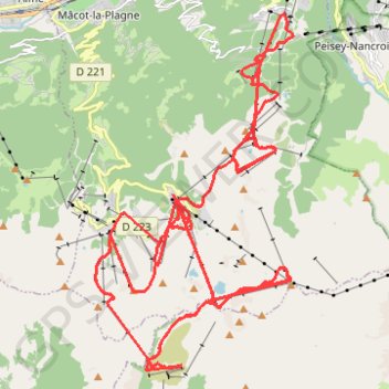 Itinéraire La Plagne Tarentaise Ski sur piste/Surf des neiges, distance, dénivelé, altitude, carte, profil, trace GPS
