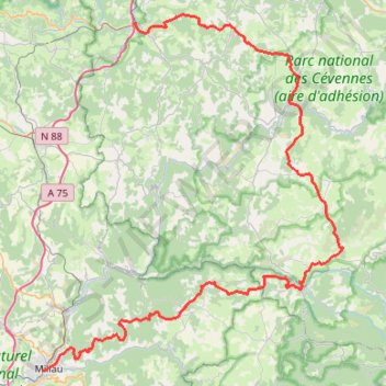 Itinéraire Millau - La Canourgue, distance, dénivelé, altitude, carte, profil, trace GPS