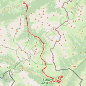 Itinéraire Nationalparkregion - E-Mountainbike-Tour - 1. Etappe Scuol - Val Müstair, distance, dénivelé, altitude, carte, profil, trace GPS