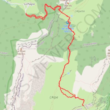 Itinéraire Croix de l'Alpe, distance, dénivelé, altitude, carte, profil, trace GPS