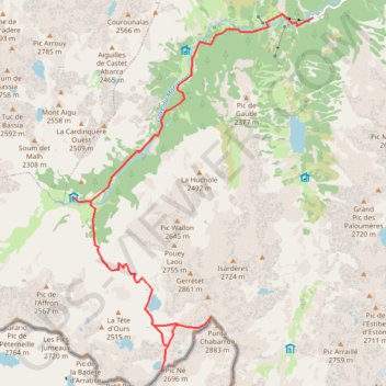 Itinéraire Pic Alphonse Meillon depuis le pont d'Espagne, distance, dénivelé, altitude, carte, profil, trace GPS