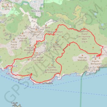 Itinéraire Callelongue, distance, dénivelé, altitude, carte, profil, trace GPS