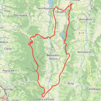 Itinéraire Sur les crêtes du piémont Pyrenéen, distance, dénivelé, altitude, carte, profil, trace GPS