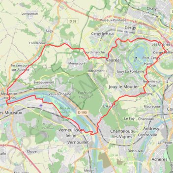 Itinéraire Cergy - Meulan, distance, dénivelé, altitude, carte, profil, trace GPS