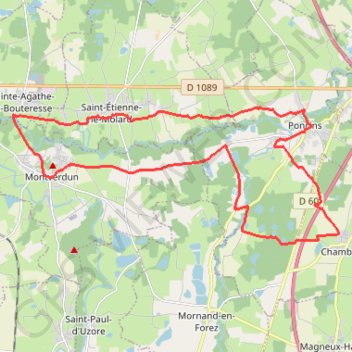 Itinéraire La petite boucle Poncinoise - Poncins, distance, dénivelé, altitude, carte, profil, trace GPS