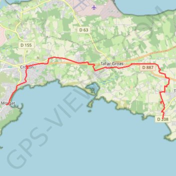 Itinéraire Crozon, de Trez-Bellec à Morgat, distance, dénivelé, altitude, carte, profil, trace GPS