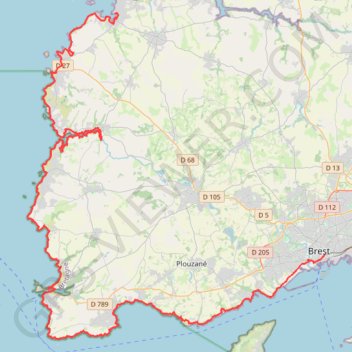 Itinéraire 11-De-Ploudalmézeau-à-Brest, distance, dénivelé, altitude, carte, profil, trace GPS