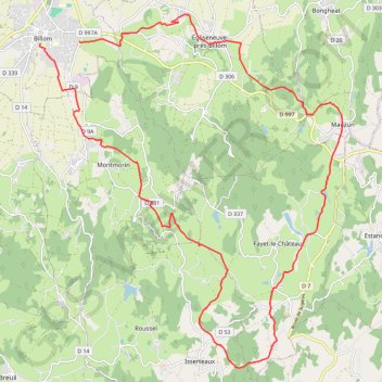 Itinéraire VTT en Toscane d'Auvergne : Sud-Est par Isserteaux, distance, dénivelé, altitude, carte, profil, trace GPS