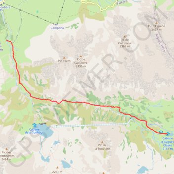 Itinéraire Aygues Cluses (cabane) depuis pont de la Gaubie, distance, dénivelé, altitude, carte, profil, trace GPS