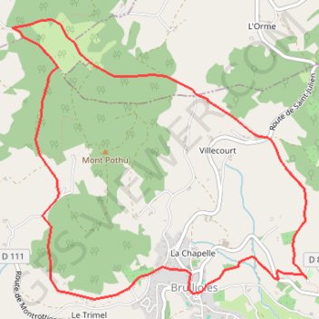 Itinéraire Brullioles, distance, dénivelé, altitude, carte, profil, trace GPS
