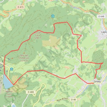 Itinéraire Rue Du Faude et Sentier à Aux Bruyères, distance, dénivelé, altitude, carte, profil, trace GPS