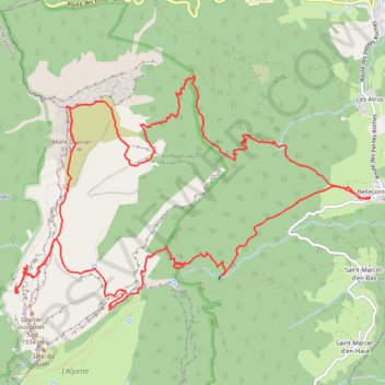 Itinéraire Granier par le Pas des Barres et de la Porte depuis Bellecombe (Chartreuse), distance, dénivelé, altitude, carte, profil, trace GPS