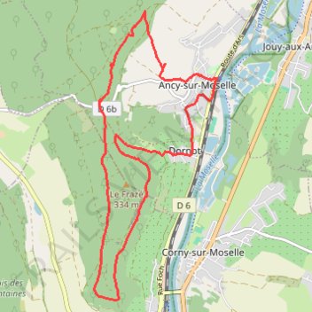 Itinéraire Ancy-sur-Moselle - Pierre-qui-tourne - Croix-Saint-Clément - Rochers-de-la-Fraze - Dornot, distance, dénivelé, altitude, carte, profil, trace GPS